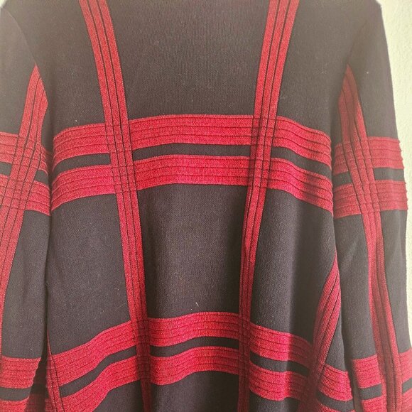 Cozy long XL red,black open front Thick cardigan, Duster oversized Comfy sweater - Picture 8 of 8